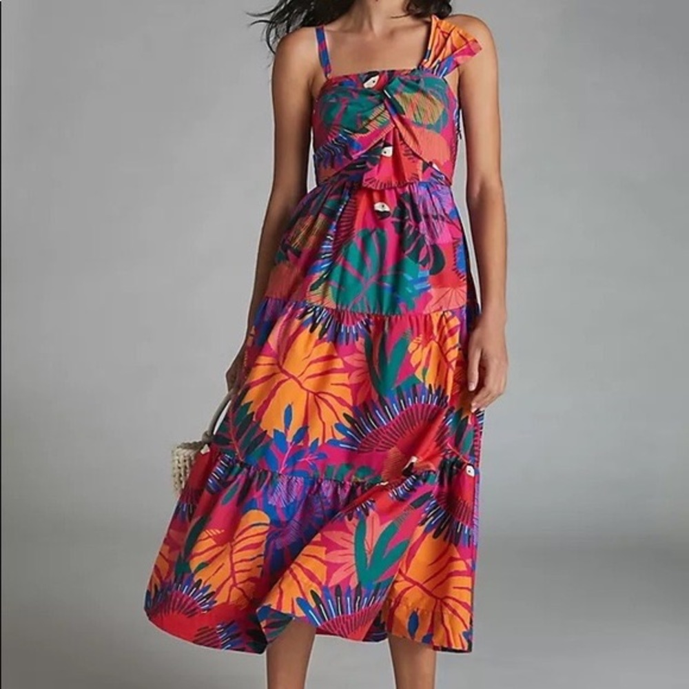 FARM Rio Colorful Tropical Midi Dress